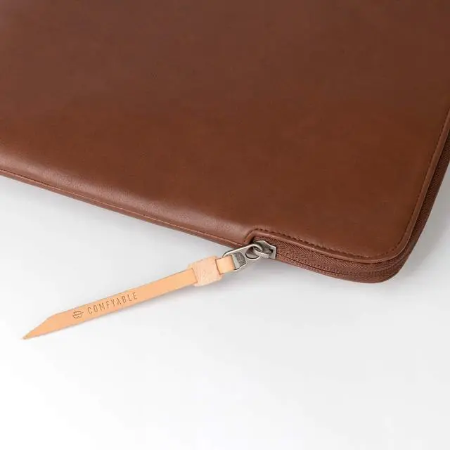 Alt view image 5 of 5 - Comfyable Slim Protective Laptop Sleeve Compatible with 13/13.3/14 Inch MacBook Air & MacBook Pro, Mac Travel Case, Laptop Pouch, Slim PU Leather Cover M4/M3/M2/M1 2025-2021, Brown