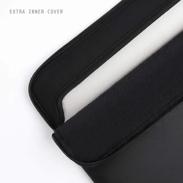 Alt view image 4 of 5 - Comfyable Slim Protective Laptop Sleeve with Accessory Pouch Compatible with 13/13.3/14 Inch MacBook Pro & MacBook Air, Mac Travel Case, Slim PU Leather Laptop Cover M4/M3/M2/M1 2025-2021, Black