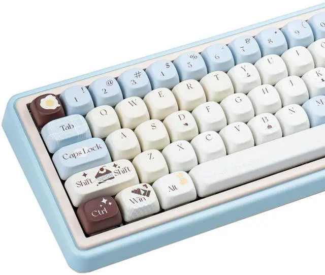 Main image of COOMICKEY PBT Keycaps 132 Keys MOA Profile Cute Keycaps Dye-Sublimation Blue Keycap Sea Salt Chocolate Theme Keycap Set Custom Key Cap for Cherry Gateron MX Swithes Mechanical Keyboards