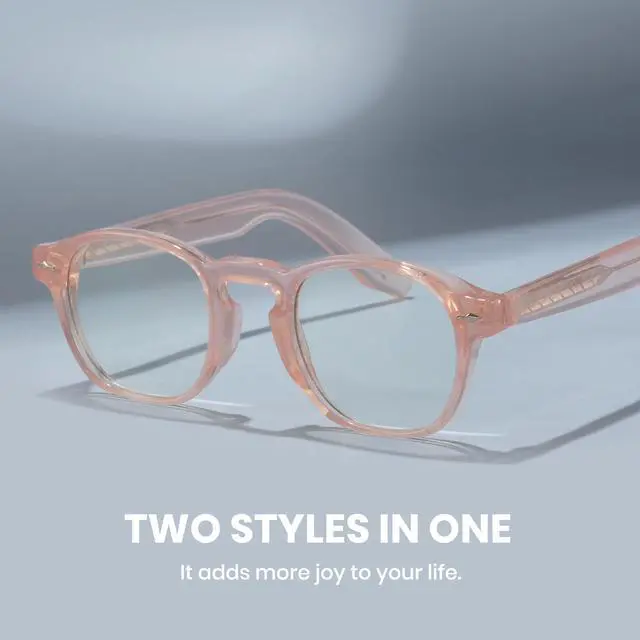 Alt view image 4 of 5 - Cyxus Photochromic Glasses Both Frames and Lenses Color Changing with Blue Light Blocking UV Protection(8230i51 Pink to Green)