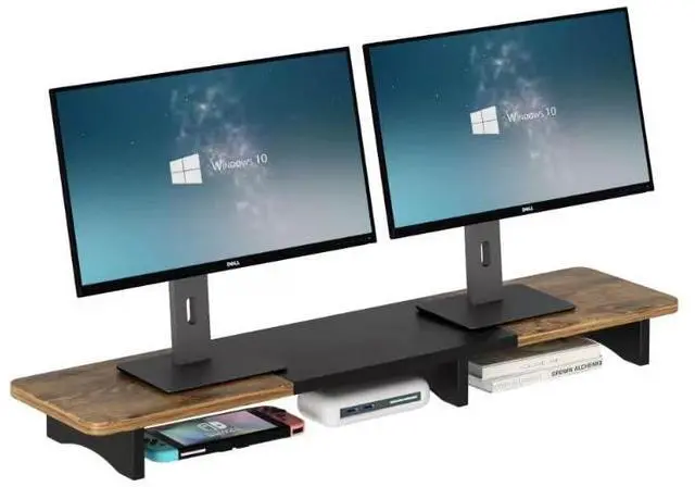 Alt view image 4 of 5 - Felt Desk Mat & Dual Monitor Stand Riser