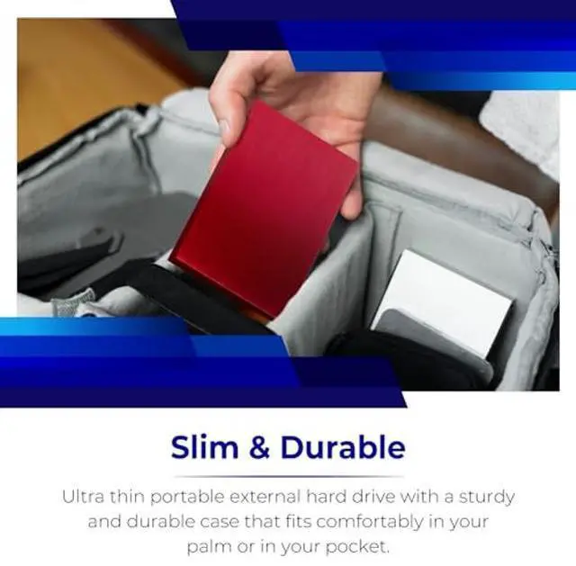 Alt view image 3 of 5 - External Hard Drive 500GB HDD 2.5 Inch External Data Storage Pocket Size Backup Hard Disk USB 3.0 Hardrive Compatible for Gaming PC, Mac, Laptop, PS3, PS4 - Red
