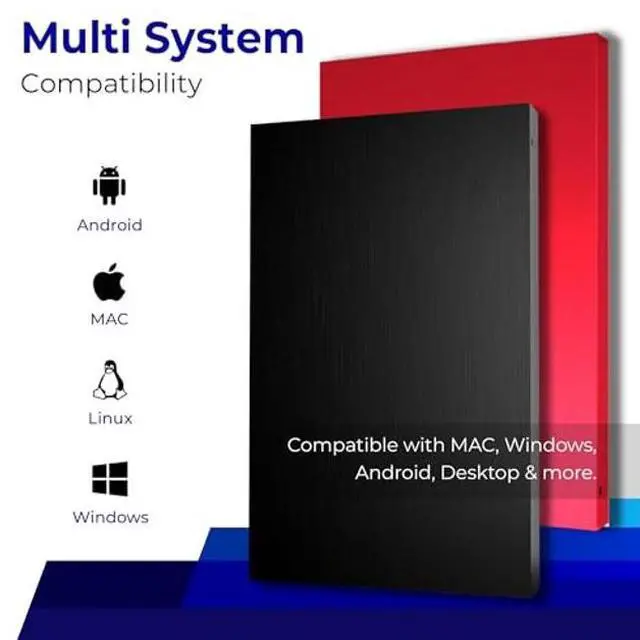 Alt view image 5 of 5 - External Hard Drive 500GB HDD 2.5 Inch External Data Storage Pocket Size Backup Hard Disk USB 3.0 Hardrive Compatible for Gaming PC, Mac, Laptop, PS3, PS4 - Red