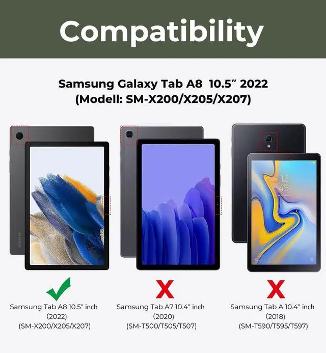 Alt view image 2 of 5 - Dexnor Case for Samsung Galaxy Tab A8 10.5 Inch 2022, [Built in Screen Protector & Kickstand] Heavy Duty Shockproof Full Body Protective Cover for Galaxy Tab A8 Case-Matte Blue