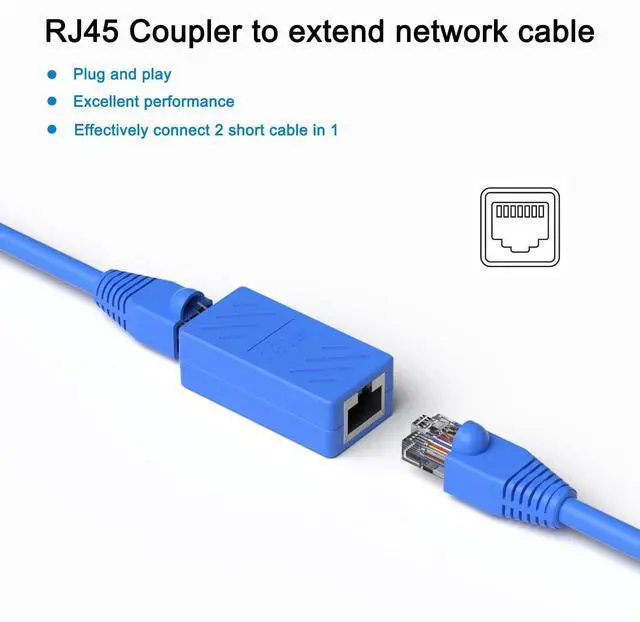 Alt view image 2 of 5 - Dingsun RJ45 Coupler, Ethernet Extender Female to Female Ethernet Coupler for Cat7/ Cat6/ Cat5/ Cat5e(20Pack, Blue)