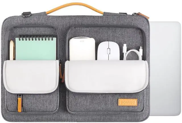 Alt view image 4 of 5 - DOMISO 17 inch Laptop Sleeve Protective Case Cover Compatible with 17-17.3 inch HP Dell ASUS Lenovo Chromebook,Waterproof Computer Cases Bag with Shoulder Strap,Grey