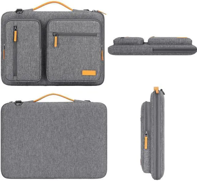 Alt view image 3 of 5 - DOMISO 17 inch Laptop Sleeve Protective Case Cover Compatible with 17-17.3 inch HP Dell ASUS Lenovo Chromebook,Waterproof Computer Cases Bag with Shoulder Strap,Grey