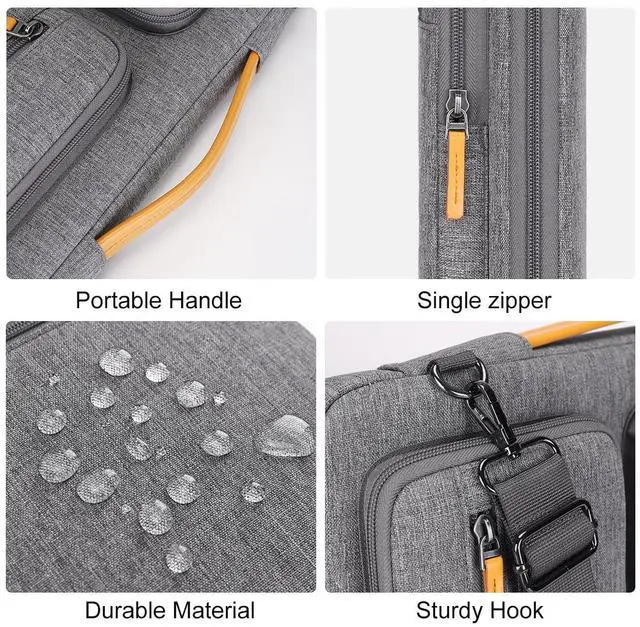 Alt view image 5 of 5 - DOMISO 17 inch Laptop Sleeve Protective Case Cover Compatible with 17-17.3 inch HP Dell ASUS Lenovo Chromebook,Waterproof Computer Cases Bag with Shoulder Strap,Grey