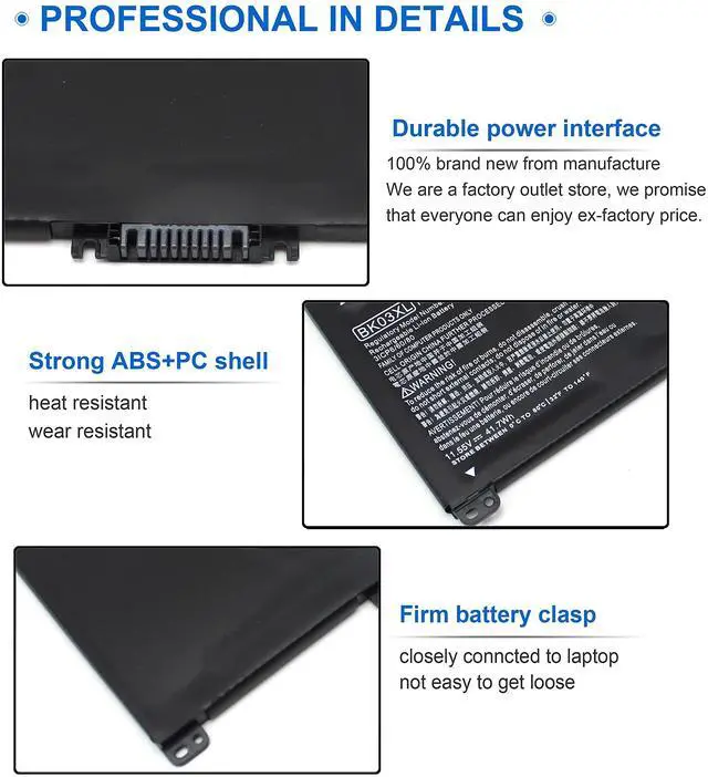 Alt view image 4 of 5 - BK03XL 916811-855 Laptop Battery for HP Pavilion X360 14 14m, 14m-ba114dx 14m-ba011dx 14m-ba013dx 14-ba253cl 14-ba125cl 14-ba175nr 14m-ba015dx 14-ba051cl bk03041xl 916366-421 541 TPN-W125 HSTNN-LB7S