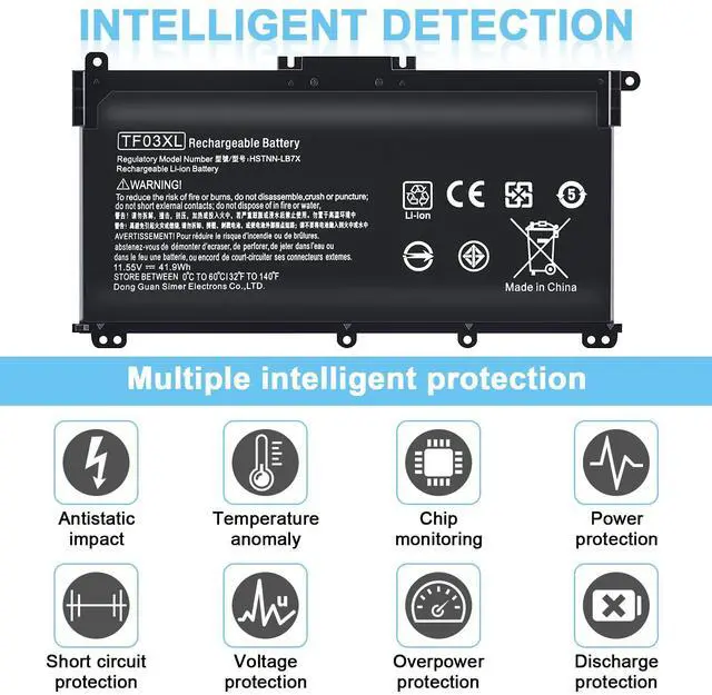Alt view image 4 of 5 - TF03XL Laptop Battery Replacement for HP Pavilion X360 920070-855 14m-cd0003dx 14m-cd0001dx 15-cc0xx 15-cc1xx 15-cc123cl 15-cc563st 17-ar050wm 15-cc 15-cd 15-ck 14-bf 17-ar Series tpn-q190 920046-421