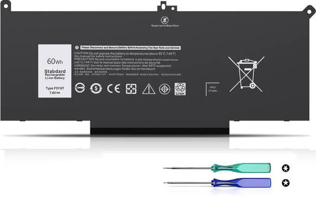 Main image of 60Wh F3YGT Latitude 7490 Battery 7480 Battery for Dell Latitude 12 7000 7280 7290/13 7000 7380 7390 P29S002/14 7000 7480 7490 P28S P28S001 P73G P73G002 Series DM3WC DM6WC 2X39G KG7VF 451-BBYE 453-BBCF