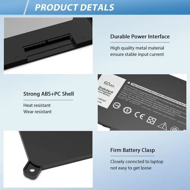 Alt view image 5 of 5 - 60Wh F3YGT Latitude 7490 Battery 7480 Battery for Dell Latitude 12 7000 7280 7290/13 7000 7380 7390 P29S002/14 7000 7480 7490 P28S P28S001 P73G P73G002 Series DM3WC DM6WC 2X39G KG7VF 451-BBYE 453-BBCF
