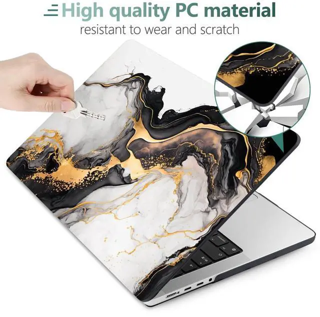 Alt view image 3 of 5 - DONGKE for M4 MacBook Pro 16 Inch Case 2024 2023 2021 A3403 A3186 M3 A2991 M2 A2780 M1 A2485 Pro/Max Chip, Plastic Hard Shell Case & Keyboard Cover for Mac Pro 16 with Touch ID, Abstract Marble