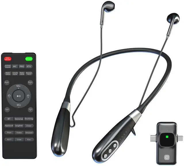 Main image of Doslnlya E8 Wireless Neckband Headset, Built-in Sound Card Noise Cancelling Microphone, Remote Control, Great for Gaming, Live, TikTokk Video, PC/Phone/Tablet Compatible