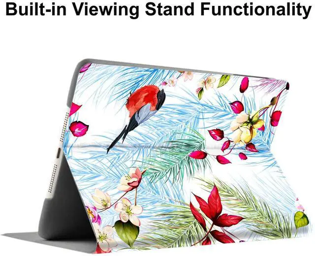 Alt view image 3 of 4 - DuraSafe Cases for iPad 7th 8th 9th Gen 2019/2020 / 2021-10.2 Inch [iPad 9 8 7 ] A2602 A2270 A2197 MW762LL/A MW742LL/A MYLC2LL/A MYL92LL/A MK2K3LL/A Printed PU Leather Folio Cover - Birds & Flowers