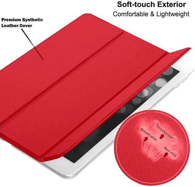 Alt view image 5 of 5 - DuraSafe Cases for iPad 2nd 2011 3rd 4th Gen 2012-9.7 Inch [iPad 4 iPad 3 iPad 2 Old Model ] A1396 A1416 A1458 A1395 A1430 MC705LL/A MD328LL/A MD333LL/A MD510LL/A Smart Auto Sleep/Wake PC Cover - Red