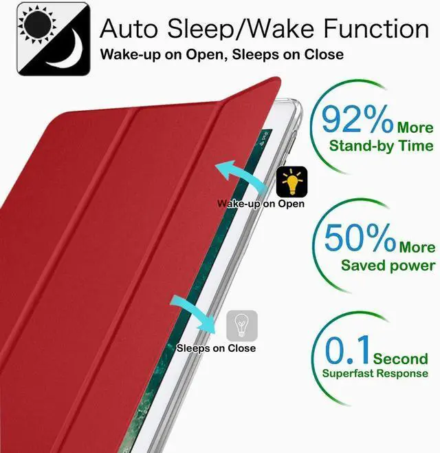 Alt view image 3 of 5 - DuraSafe Cases for iPad 10.5 Inch Air 3 [ Air 3rd 2019 ] Generation MUUL2LL/A MUUK2LL/A MUUJ2LL/A MUUT2LL/A MUUR2LL/A MUUQ2LL/A Lightweight Smart Adjustable Stand Feature Sleek Design Flip Case - Red