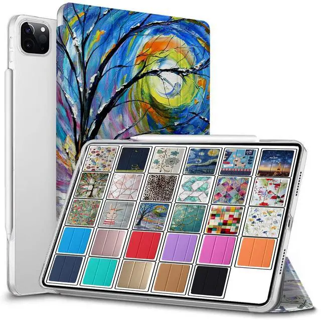 Main image of DuraSafe Cases for iPad PRO 12.9 Inch 2020 4th Generation [ Pro 12.9 4 ] A2229 A2069 Printed Slim Lightweight Protective PC Dual Angle Stand Clear Flip Back Cover - Tree Sculpture Print