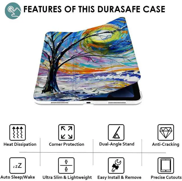 Alt view image 3 of 5 - DuraSafe Cases for iPad PRO 12.9 Inch 2020 4th Generation [ Pro 12.9 4 ] A2229 A2069 Printed Slim Lightweight Protective PC Dual Angle Stand Clear Flip Back Cover - Tree Sculpture Print