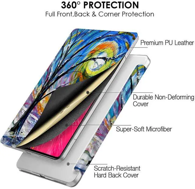 Alt view image 4 of 5 - DuraSafe Cases for iPad PRO 12.9 Inch 2020 4th Generation [ Pro 12.9 4 ] A2229 A2069 Printed Slim Lightweight Protective PC Dual Angle Stand Clear Flip Back Cover - Tree Sculpture Print
