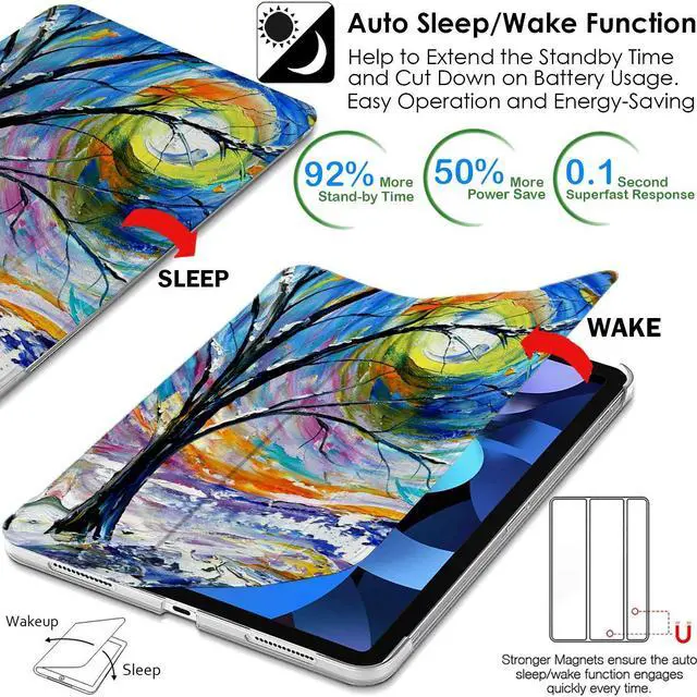 Alt view image 5 of 5 - DuraSafe Cases for iPad PRO 12.9 Inch 2020 4th Generation [ Pro 12.9 4 ] A2229 A2069 Printed Slim Lightweight Protective PC Dual Angle Stand Clear Flip Back Cover - Tree Sculpture Print