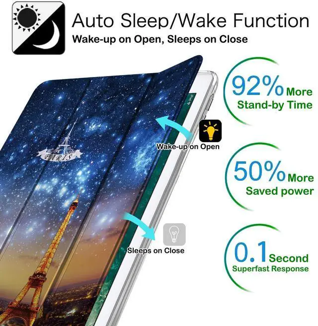 Alt view image 3 of 5 - DuraSafe Cases for iPad Air 2nd Generation 9.7 inch 2014 Printed Case A1566 MGLW2LL/A MH0W2LL/A A1567 MGKM2LL/A MH182LL/A MGKL2LL/A MGTY2LL/A MH1J2LL/A MGTX2LL/A MH2V2LL/A MH2W2LL/A - Paris Night