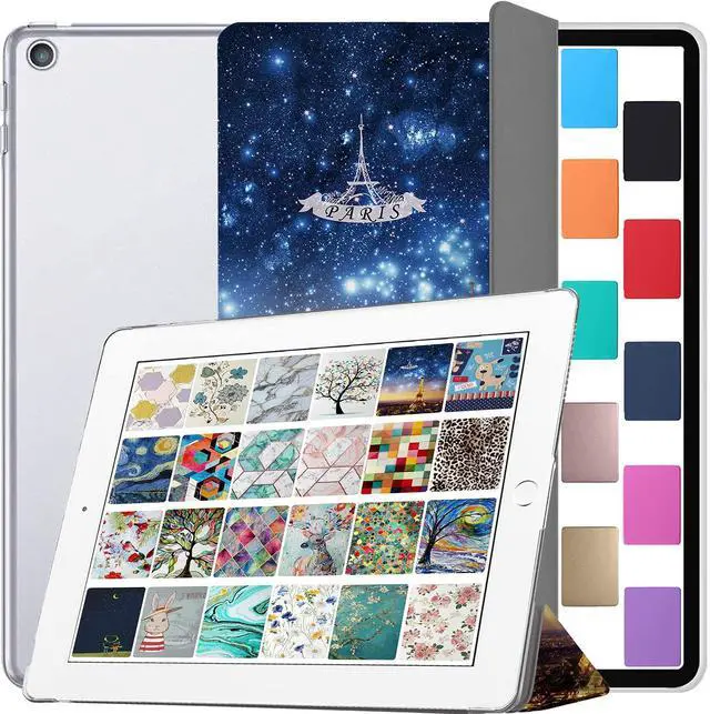 Main image of DuraSafe Cases for iPad 9.7 Inch 5 Gen 2017 6 Gen 2018 [iPad 5th 6th ] A1893 A1822 A1954 MRJN2LL/A MR7G2LL/A MR7F2LL/A MP2F2LL/A PrintediPad Cover with Translucent Frosted Hard Back - Paris Night