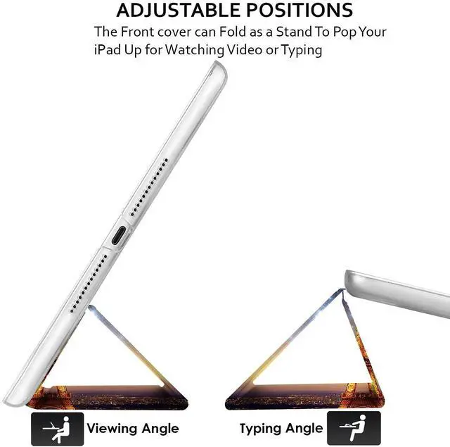 Alt view image 5 of 5 - DuraSafe Cases for iPad 9.7 Inch 5 Gen 2017 6 Gen 2018 [iPad 5th 6th ] A1893 A1822 A1954 MRJN2LL/A MR7G2LL/A MR7F2LL/A MP2F2LL/A PrintediPad Cover with Translucent Frosted Hard Back - Paris Night