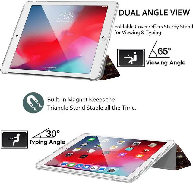 Alt view image 4 of 5 - DuraSafe Cases for iPad 9.7 Inch 5 Gen 2017 6 Gen 2018 [iPad 5th 6th ] A1893 A1822 A1954 MRJN2LL/A MR7G2LL/A MR7F2LL/A MP2F2LL/A PrintediPad Cover with Translucent Frosted Hard Back - Paris Night