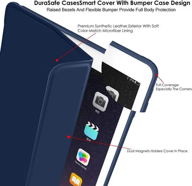 Alt view image 5 of 5 - DuraSafe Cases for iPad 2016 Pro 9.7 inch Cover A1673 MLMP2LL/A MM172LL/A MLMN2LL/A MLMQ2LL/A A1674 A1675 MLMW2LL/A MLMX2LL/A MM192LL/A MLMV2LL/A MLN02LL/A MLMY2LL/A MLN12LL/A MLPX2LL/A - Navy Blue