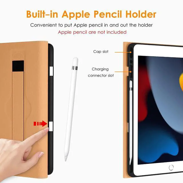 Alt view image 5 of 5 - DTTO for iPad 9th/8th/7th Generation 10.2 Inch Case 2021/2020/2019, Premium Leather Business Folio Stand Cover with 3 Pack HD Clear Tempered Glass Screen Protector, Black Brown