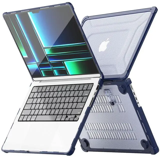 Alt view image 3 of 5 - DTangLsm Compatible for MacBook Pro 14 inch Case 2024-2021 M4 M3 M2 M1 Pro/Max Chip A3112 A3185 A3401 A2918 A2992 A2779 A2442 Heavy Duty Rugged Hard Shell Case with TPU Bumper&Keyboard Cover, Blue