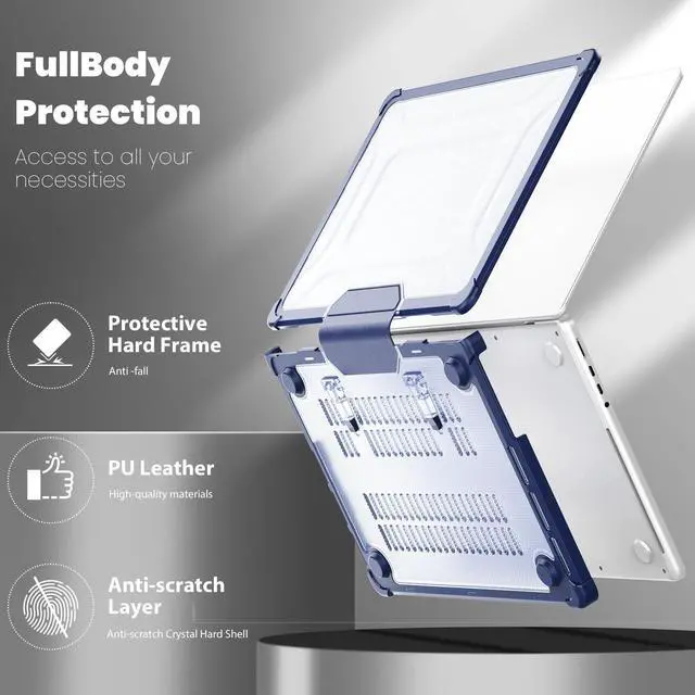 Alt view image 4 of 5 - DTangLsm Compatible for MacBook Pro 14 inch Case 2024-2021 M4 M3 M2 M1 Pro/Max Chip A3112 A3185 A3401 A2918 A2992 A2779 A2442 Heavy Duty Rugged Hard Shell Case with TPU Bumper&Keyboard Cover, Blue