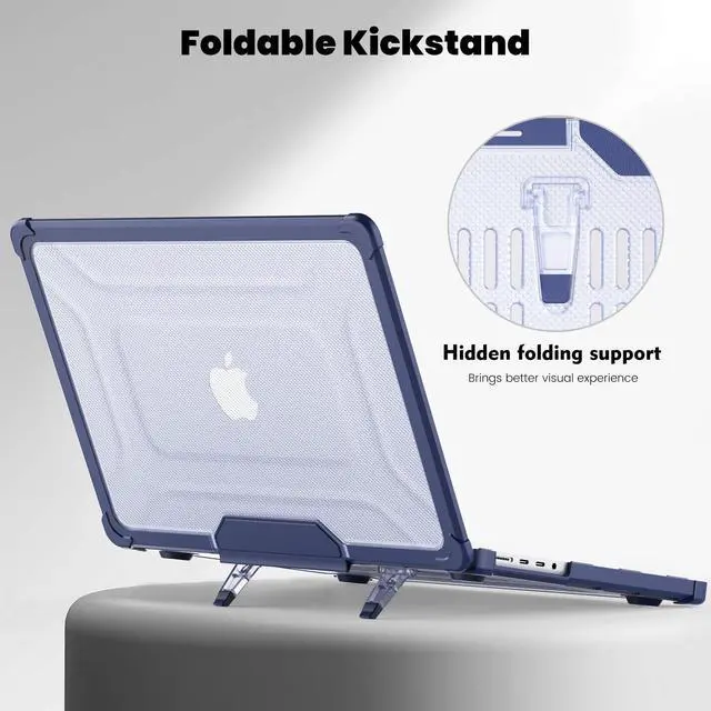 Alt view image 5 of 5 - DTangLsm Compatible for MacBook Pro 14 inch Case 2024-2021 M4 M3 M2 M1 Pro/Max Chip A3112 A3185 A3401 A2918 A2992 A2779 A2442 Heavy Duty Rugged Hard Shell Case with TPU Bumper&Keyboard Cover, Blue