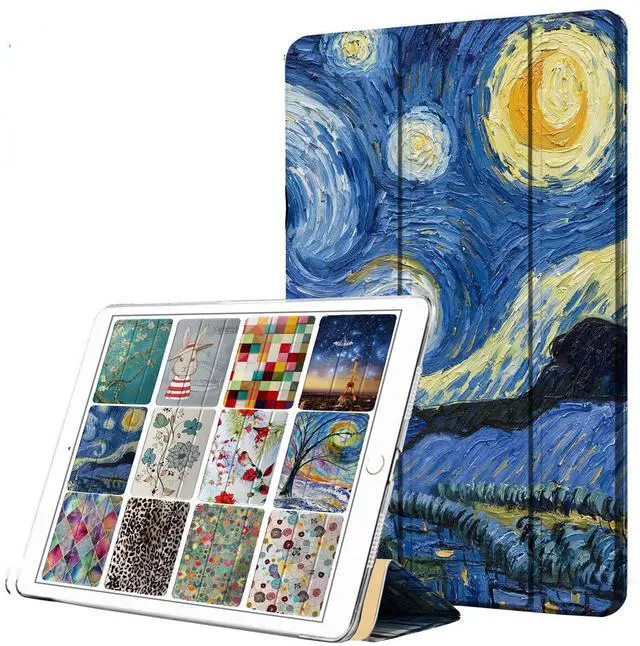 Main image of DuraSafe Cases for iPad 9.7 Inch 5/6 [iPad 5th 6th Gen ] A1893 A1954 A1822 A1823 Trifold Printed Hard Smart PC Transparent Back Cover - Stellar Night Painting