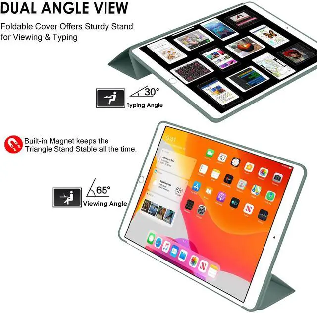 Alt view image 4 of 5 - DuraSafe Cases iPad PRO 11 Inch 2nd [ PRO 11 2020 2 Gen ] A2228 A2068 A2230 A2231 MY232LL/A MXDC2LL/A MXDE2LL/A Smart Trifold Lightweight Soft Silicone TPU Back Case - Dark Green