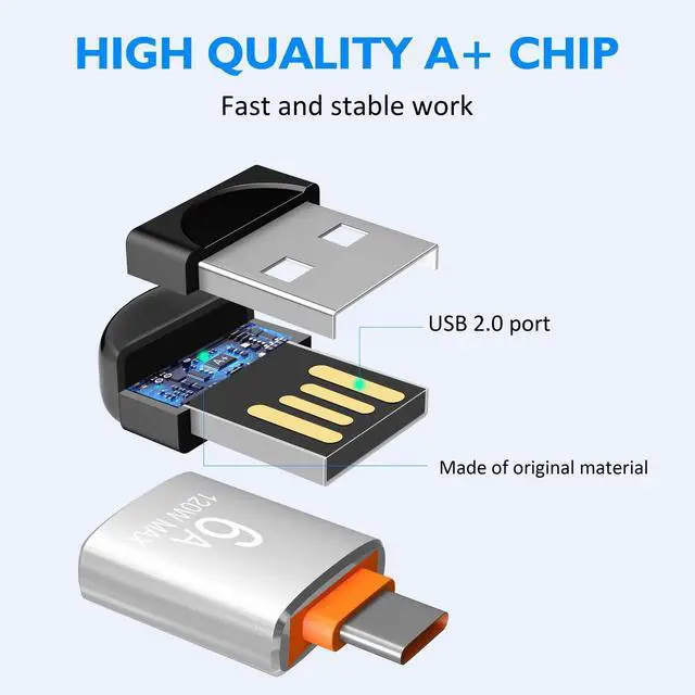 Alt view image 3 of 5 - EASTBULL 64GB Small Flash Drives 5 Pack USB2.0 Mini USB Drive with a USB-C Adapter, FAT32 Mini Thumb Drive 64 GB 5 Pack for Data Storage (Black, 1 Adapter, Lanyards)