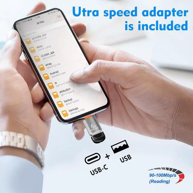 Alt view image 4 of 5 - EASTBULL 64GB Small Flash Drives 5 Pack USB2.0 Mini USB Drive with a USB-C Adapter, FAT32 Mini Thumb Drive 64 GB 5 Pack for Data Storage (Black, 1 Adapter, Lanyards)