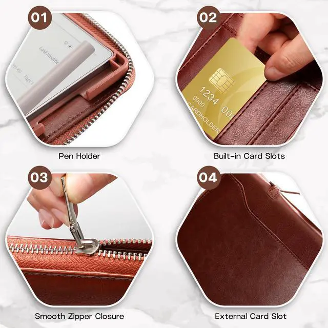 Alt view image 3 of 5 - E NET-CASE Case for Remarkable Paper Pro Tablet 11.8 inch (2024 Released) - Business Handheld Design Upgraded PU Leather Cover for Remarkable Paper Pro Digital Paper with Zipper & Pen Holder (Brown)