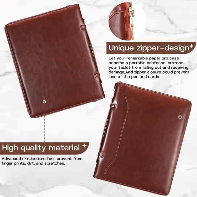 Alt view image 5 of 5 - E NET-CASE Case for Remarkable Paper Pro Tablet 11.8 inch (2024 Released) - Business Handheld Design Upgraded PU Leather Cover for Remarkable Paper Pro Digital Paper with Zipper & Pen Holder (Brown)