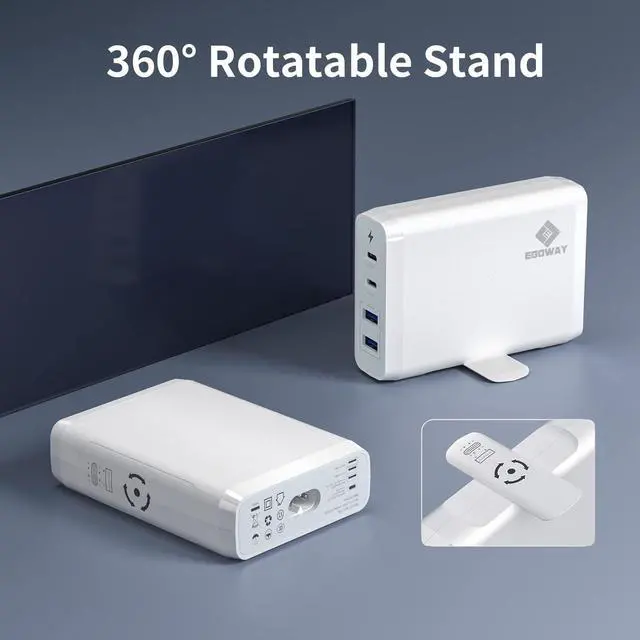 Alt view image 5 of 5 - 4-Port USB Charger, EGOWAY 90W Wall Charger, 60W & 18W Dual USB C and Dual USB A Ports 12W, Multi for MacBook, iPhone 15 14 13 Pro Max, Galaxy, Laptop Tablet iPad (White)