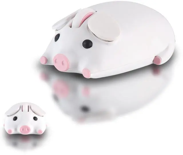Main image of elec Space Cute Pig Design Wireless Mouse Dual Mode Bluetooth & USB Mouse, Silent Operation, Ergonomic, Perfect for Laptops & PCs, Ideal Gift for Animal Lovers and Kids (White)