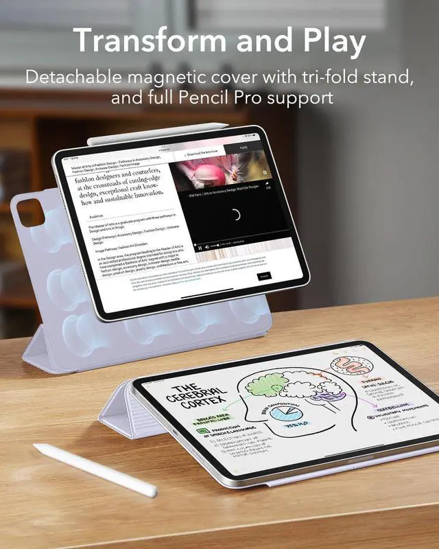 Alt view image 3 of 5 - ESR for iPad Air 13 Inch Case M3/M2 (2025/2024), iPad Pro 12.9 6th/5th/4th Gen, Powerful Magnetic Attachment, Slim Trifold Stand Case, Supports Pencil Pro & USB-C, Rebound Series, Light Purple
