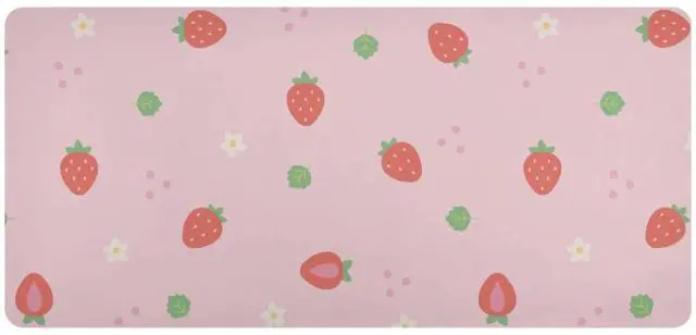 Main image of Mouse Pad Desk Mat Leather Desk Pad Large Gaming Desk Cover Protector Mat for Keyboard Computer Laptop Office Waterproof 35.4 x 16.5 Inch Cute Strawberry