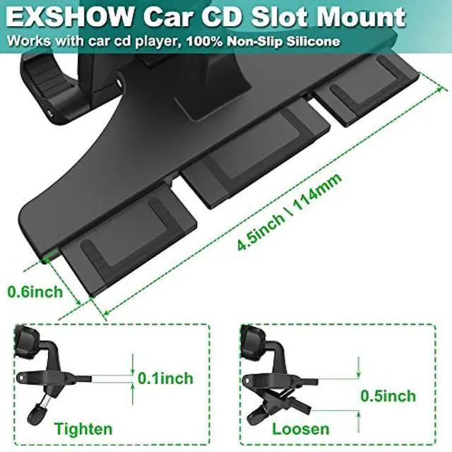 Alt view image 5 of 5 - EXSHOW Car Tablet Mount CD Slot Holder for 4.7-12.9 iPad Phone, 360 Rotation Universal Truck CD Player Holder for iPad Pro 12.9" Air Mini, Kindle Fire HD, Samsung Tab S8 Ultra