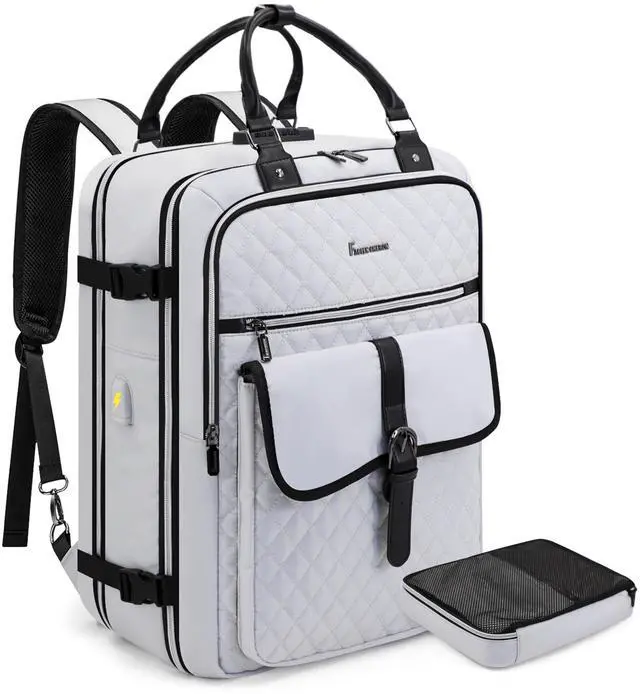 Main image of FABIEN CHERON Travel Backpack for Women, 50L Carry On with USB Charging Port, Anti Theft, 17.3 Inch Laptop Compatible, White, Large