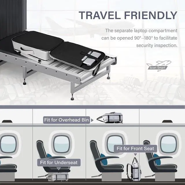 Alt view image 5 of 5 - FABIEN CHERON Travel Backpack for Women, 50L Carry On with USB Charging Port, Anti Theft, 17.3 Inch Laptop Compatible, White, Large