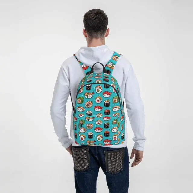 Alt view image 2 of 5 - FeHuew 16 inch backpack funny Food Cute Sushi Laptop Backpack Full Print School Bookbag Shoulder Bag for Travel Daypack
