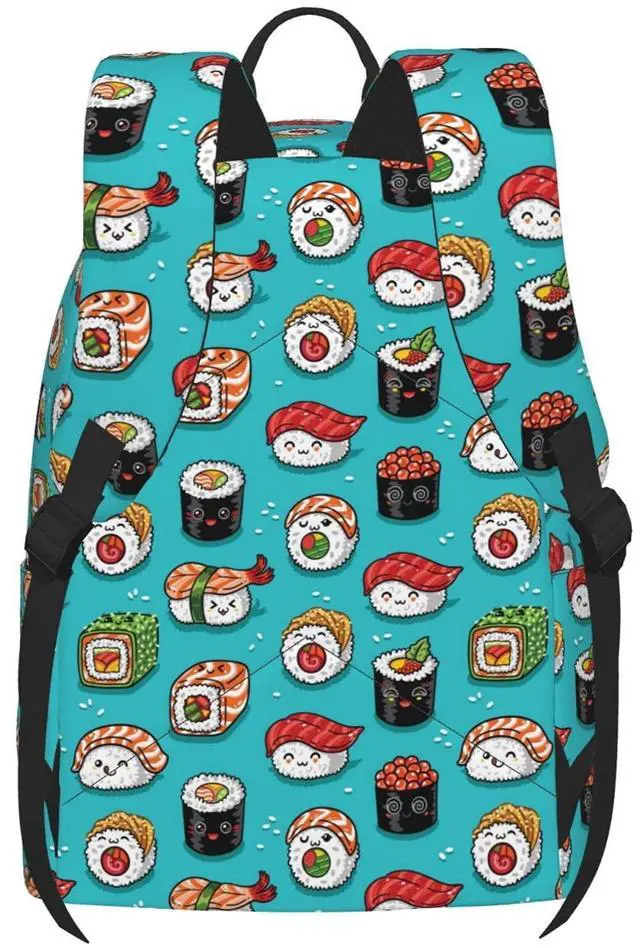 Alt view image 4 of 5 - FeHuew 16 inch backpack funny Food Cute Sushi Laptop Backpack Full Print School Bookbag Shoulder Bag for Travel Daypack