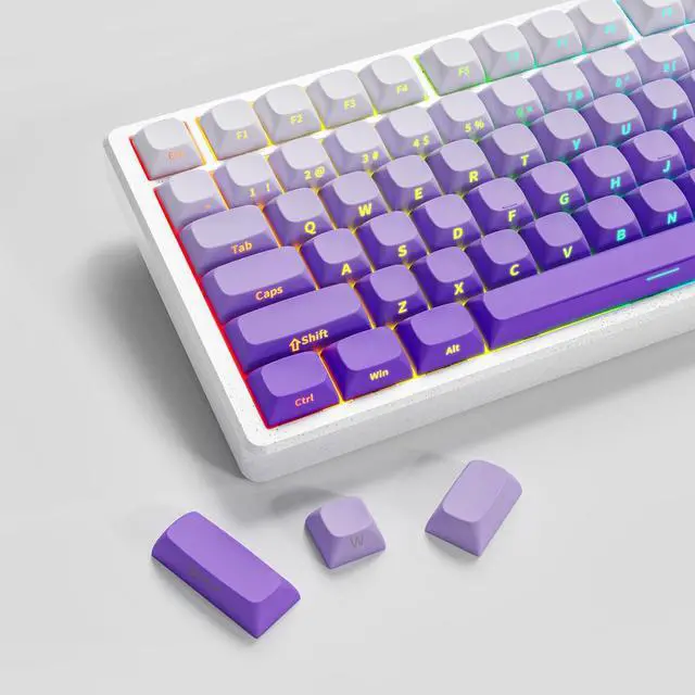 Main image of FLAMING SKOUL Side Printed Keycap Set - Gradient 136 Key, Double Shot Shine Through Custom Keycaps, Custom Keyboard Keycaps Set, OEM Cherry MX Mechanical Keyboard (Lavender)